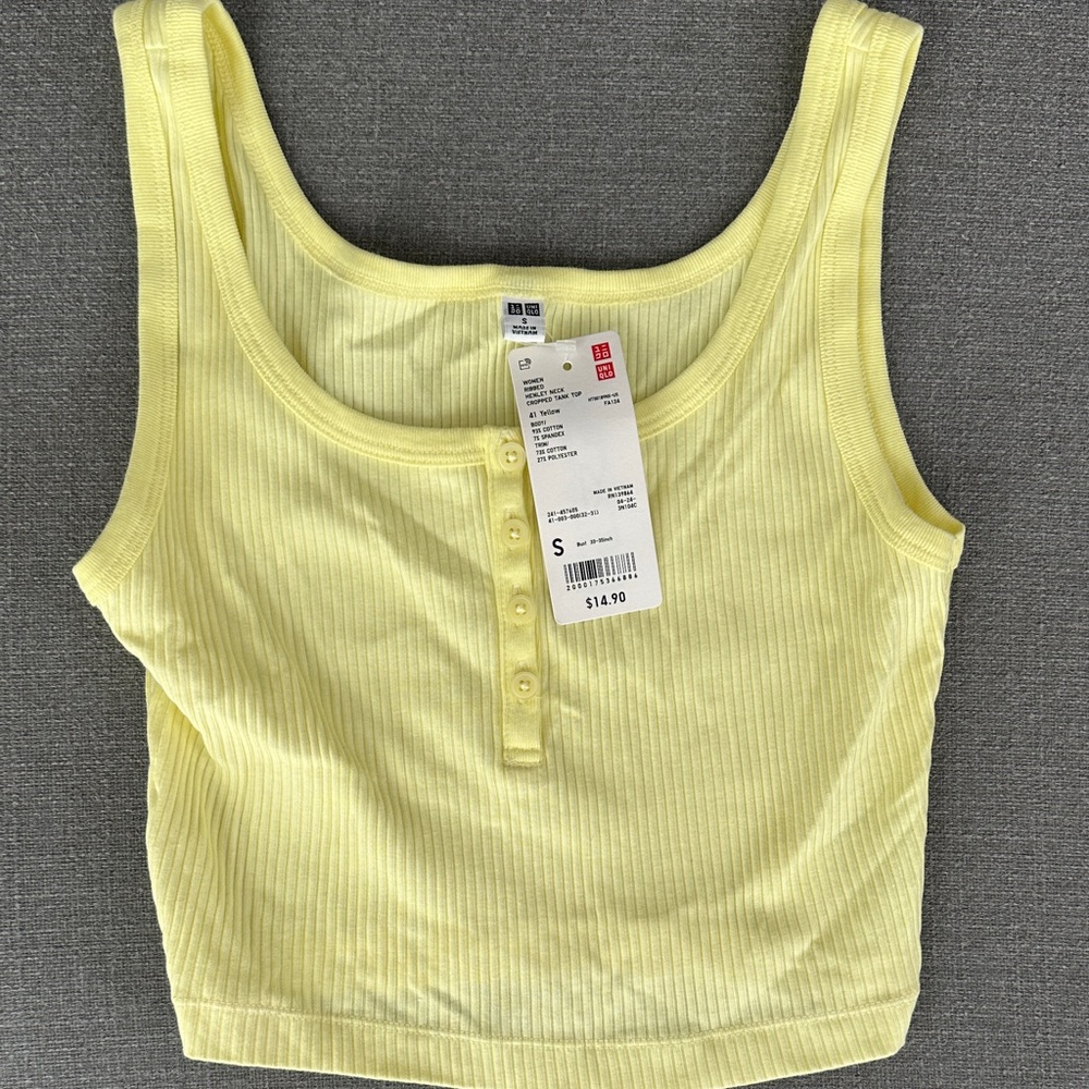 Uniqlo Women's Light Yellow Ribbed Tank Top